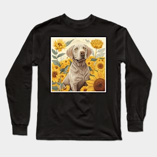 Labrador Retriever Dog, Surrounded by Sunflowers, Dog Lover Long Sleeve T-Shirt